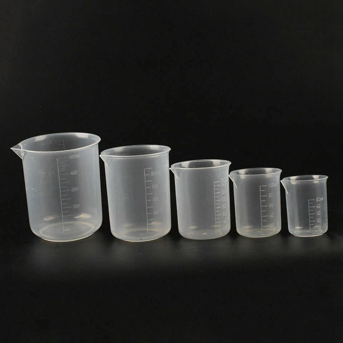 5 pcs Y1F2 B B4T7 Transparent plastic laboratory measuring cup 50 100 150 250 50