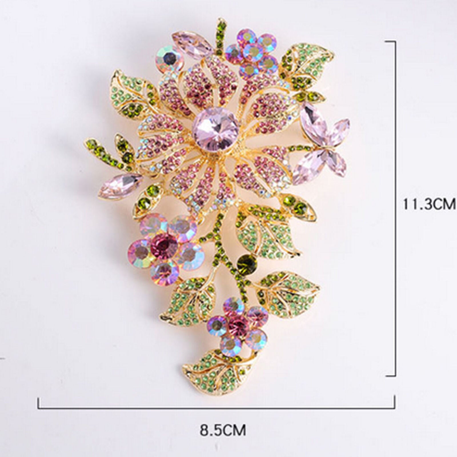 High quality Fashion Pretty Orchid Pink Rhinestone Crystal Flower Brooch Pin