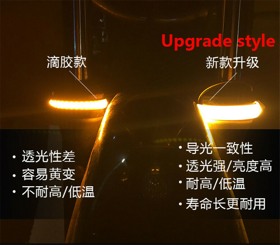 2x Universal Motorcycle Fork Turn Signal Light LED Strips Strobe Adjustable Mode