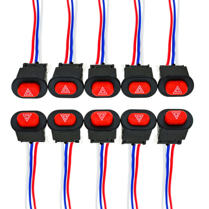 10X Motorcycle Light Switch Button Double Flash Emergency Flasher Switch Safety