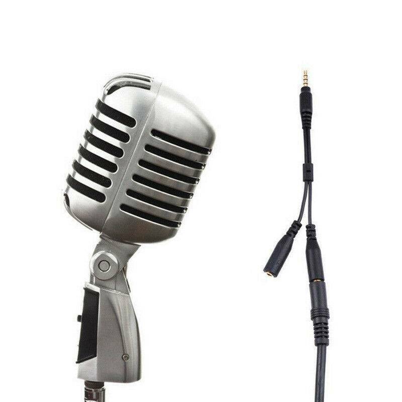 3.5mm TRRS Y Splitter 2 Female to 1 Male jack Headphone Mic Audio Adapter Cable@