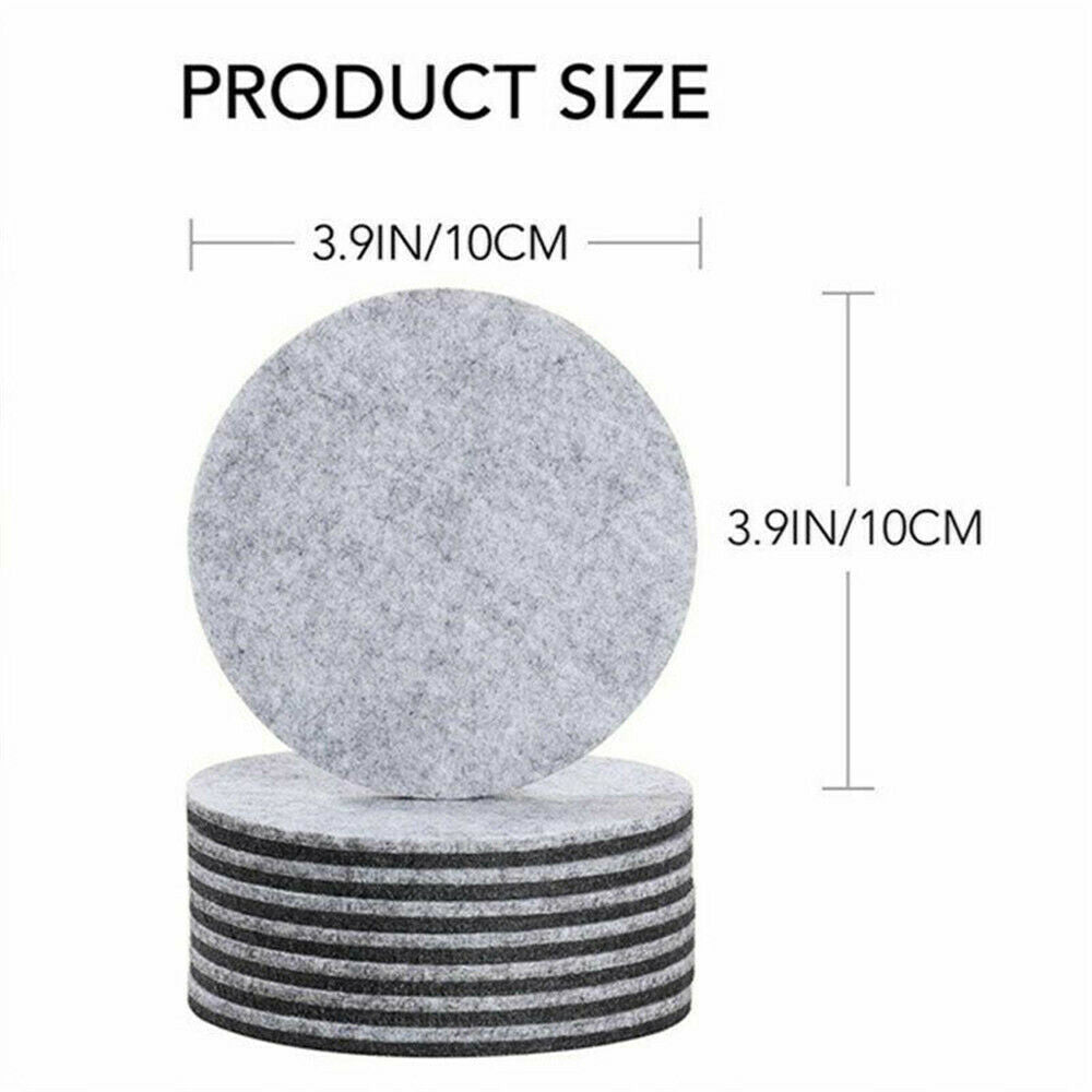 10PCS Heat Resistant Pads Coaster Set Mat With Holder Round Felt Anti Slip Pad