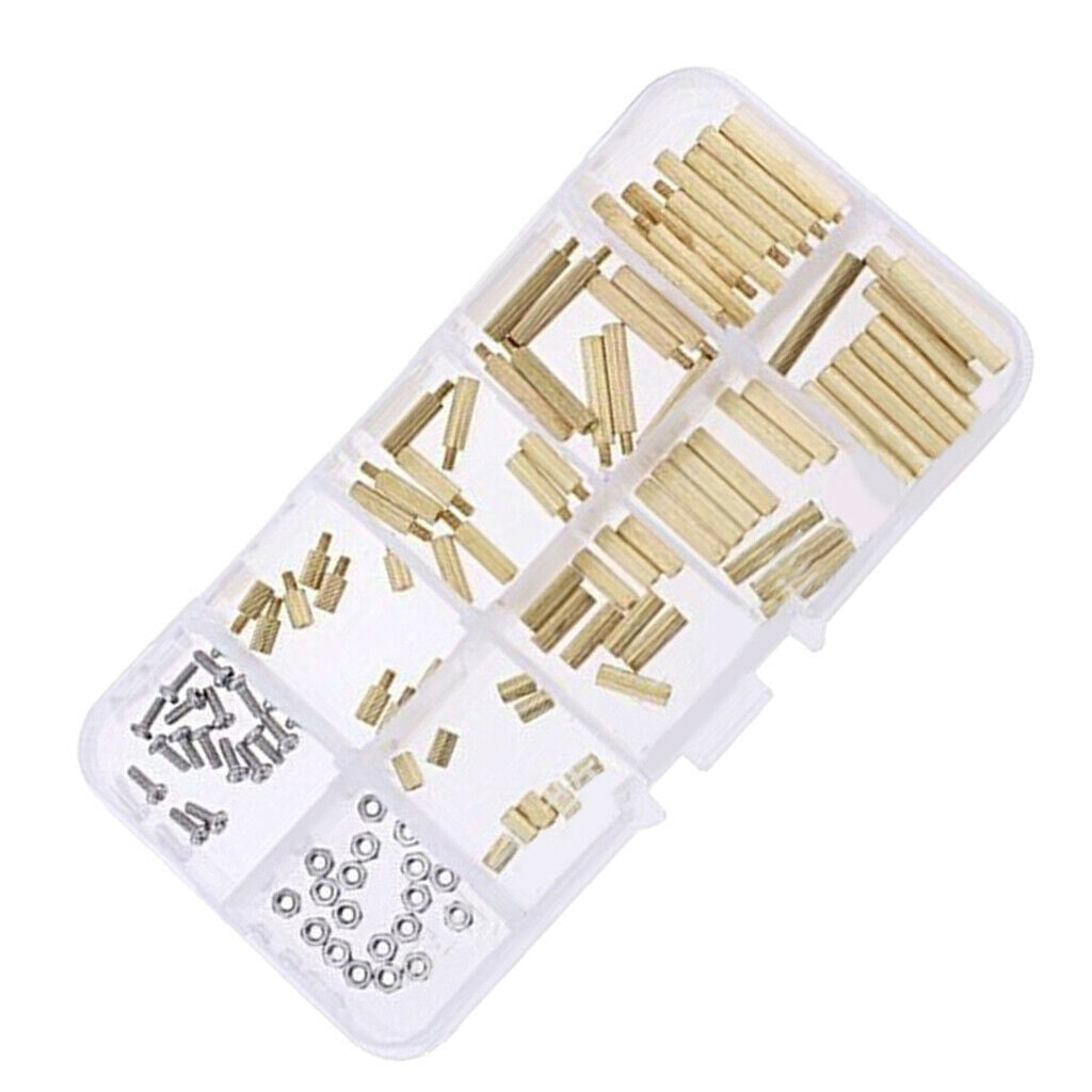 120 Pieces M2 Male Female Brass Pillar Bolt Screw Nut Thread Kit Box-Packed