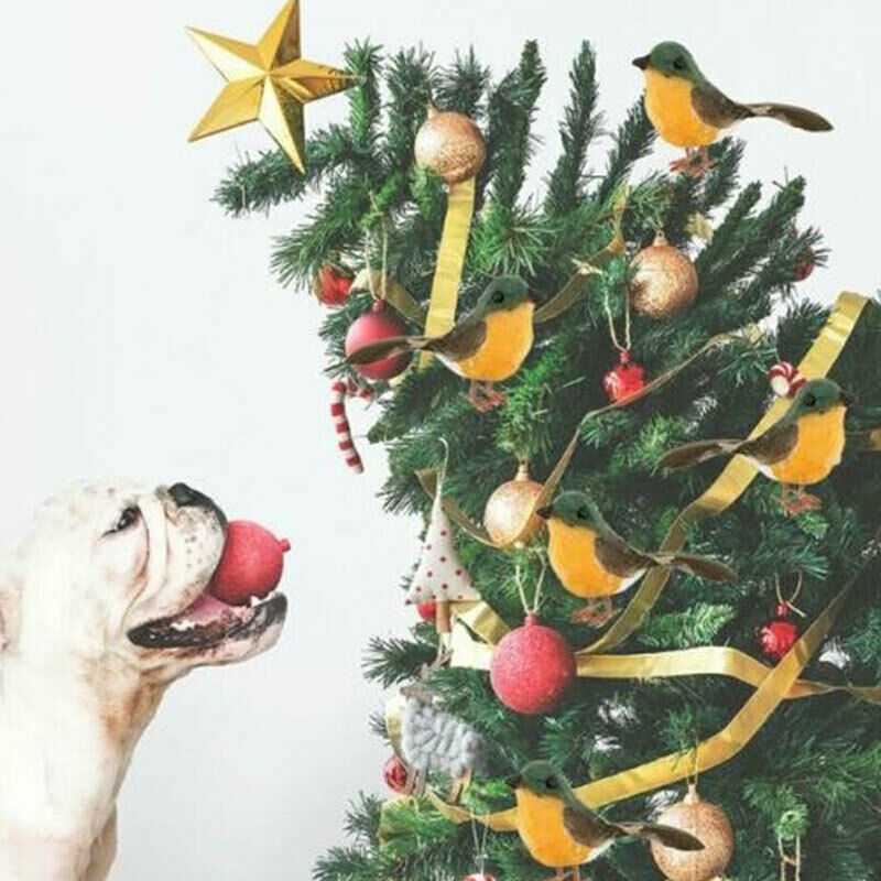 1Pcs Robin Bird Christmas Mini Artificial Bird Christmas Tree Decoratio.l8