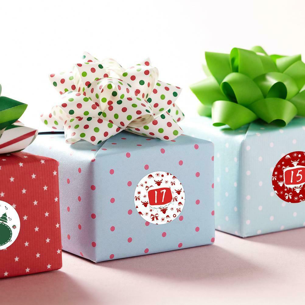 1-24 Number Christmas Advent Calendar Stickers Christmas Countdown Decoration