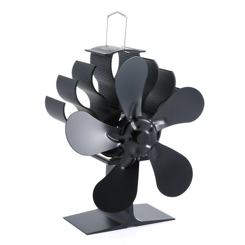 5-Blade Heat Powered Wood Stove Fan Log Wood Burner Top Eco Fireplace Fan