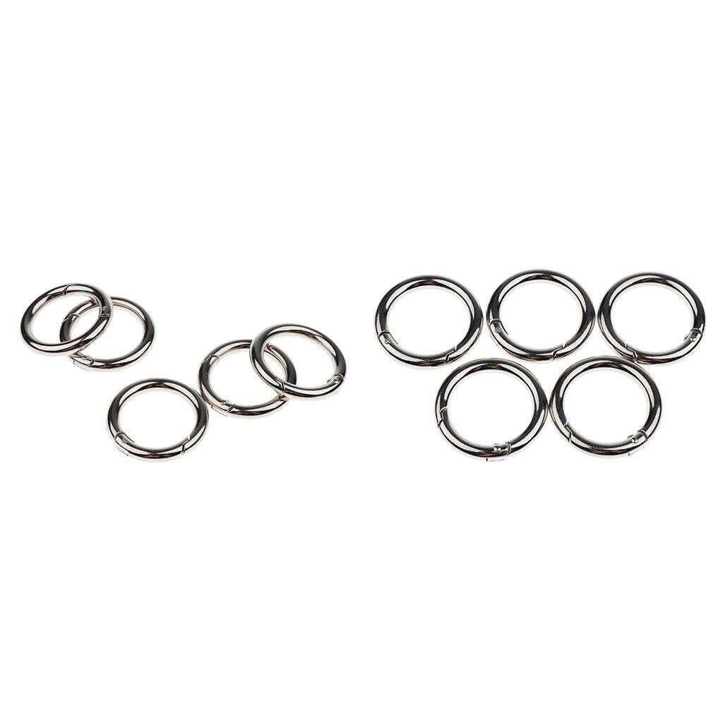 Zinc Alloy Round Carabiner Spring Snap Clips Hook Keychain Keyring Buckle, 10