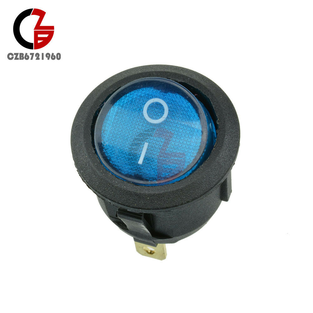 5Pcs Round 3 Pin SPDT ON-OFF Rocker Switch Snap-in 125 250V Round Switch Blue