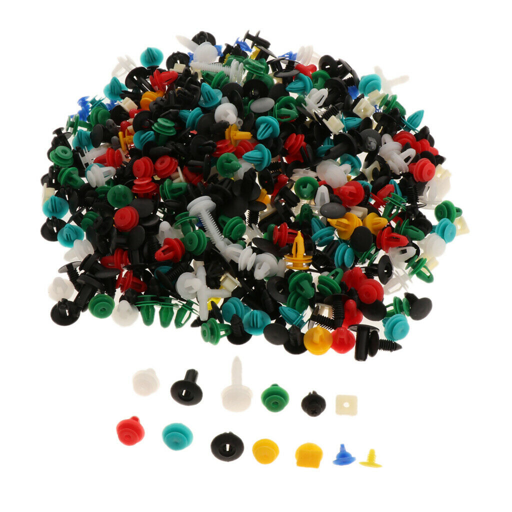 500 Mixed Plastic Auto Car Fastener Clip Bumper Fender Trim Rivet Door Panel