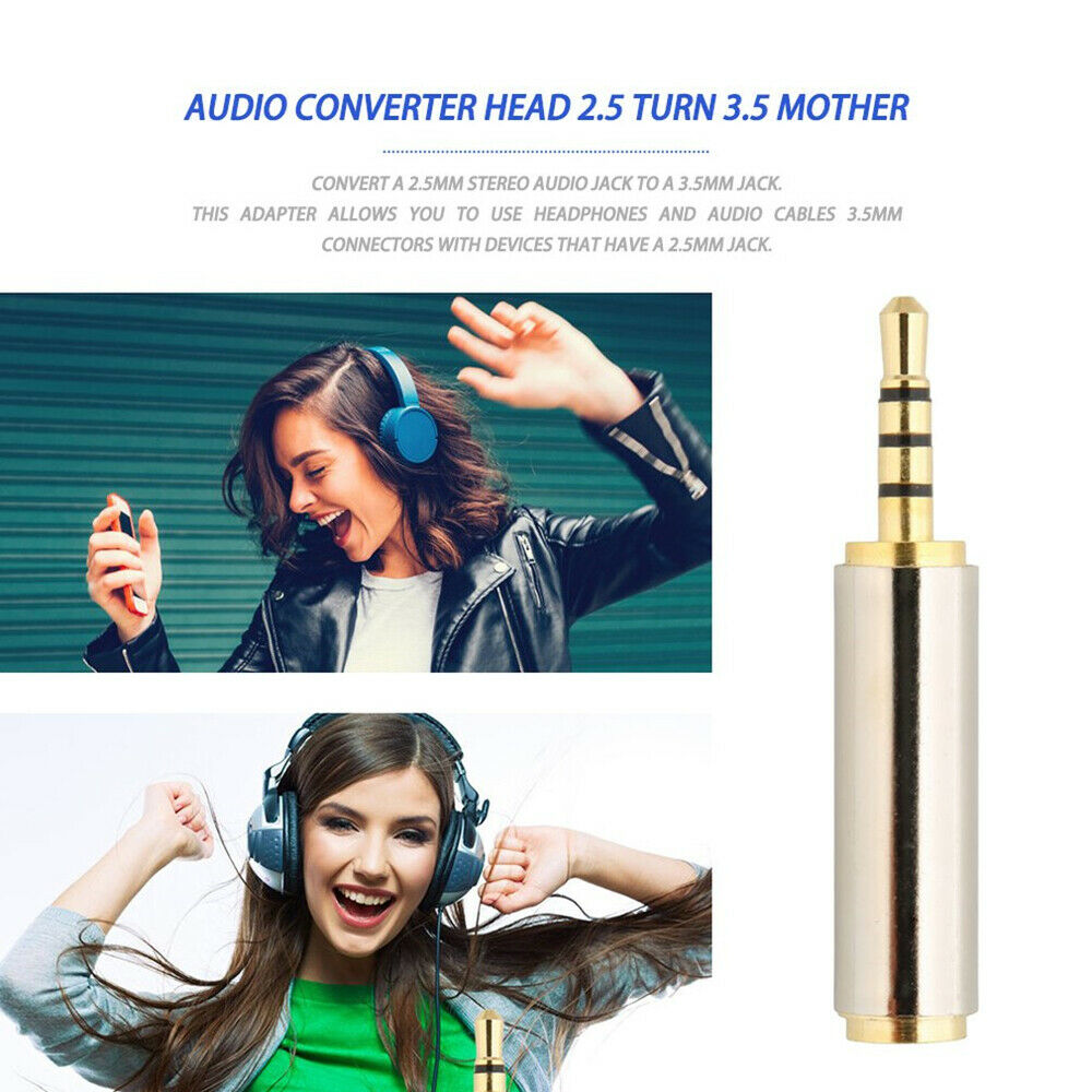 2.5mm to 3.5mm Aux Audio Adapter Converter Male to Female Jack For Headphone