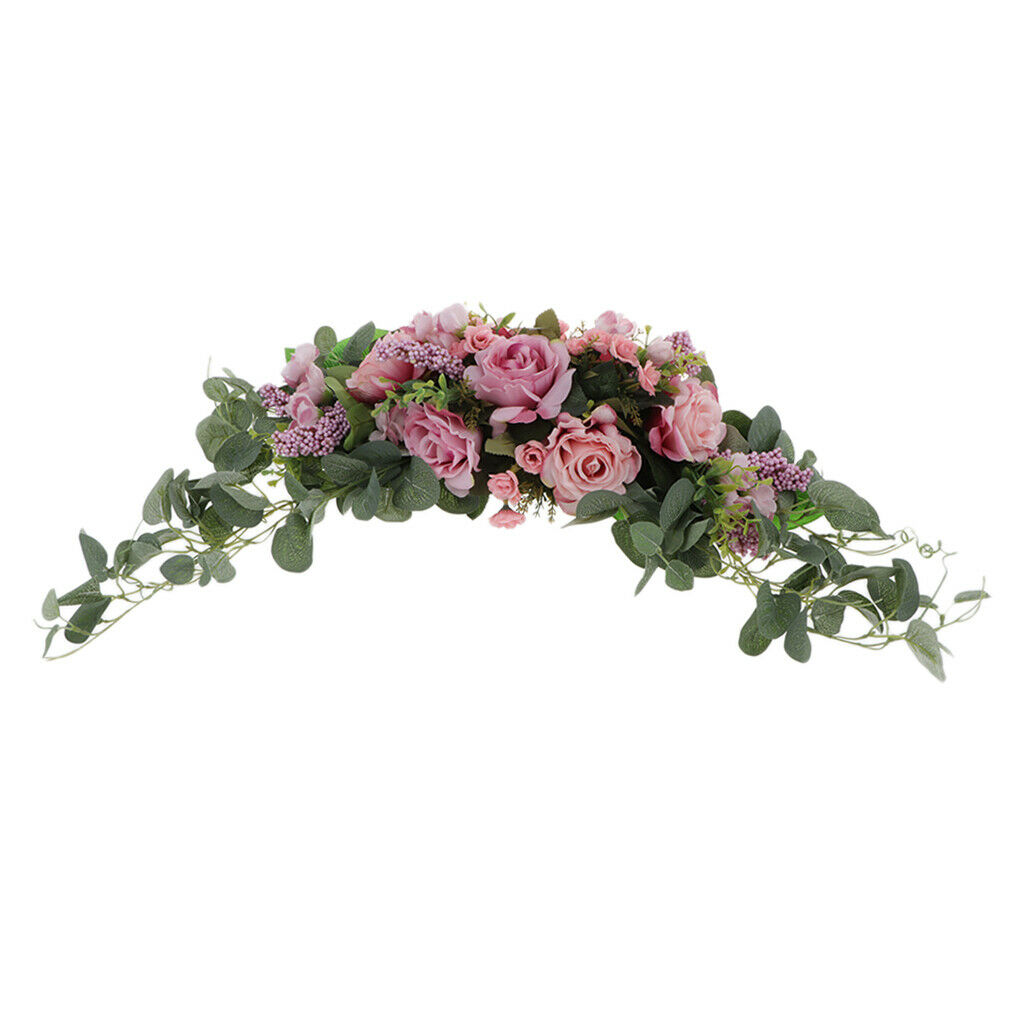Artificial Flower Door Lintel Wreath Garland Window Door Decor Pink