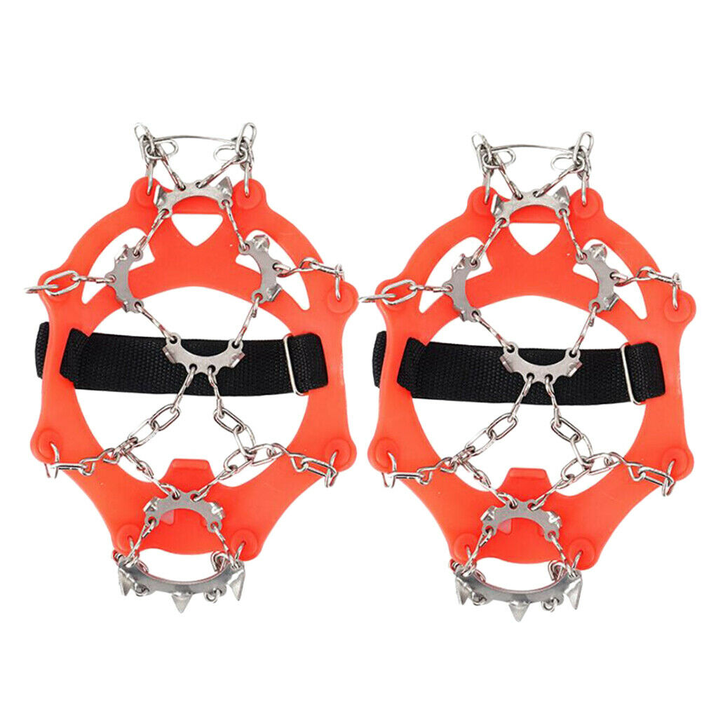 2 Pair 13 Tooth Ice Cleats Crampons Tiger-Shaped for Hiking Walking Jogging