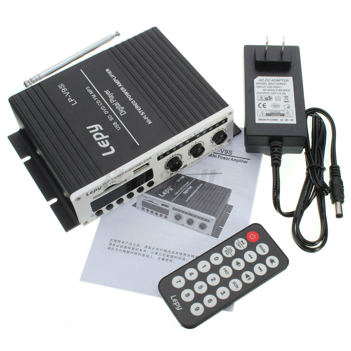 Lepy LP-V9S Mini Hi-Fi Stereo Amplifier Amp Radio MP3 Stereo Audio Home 12V