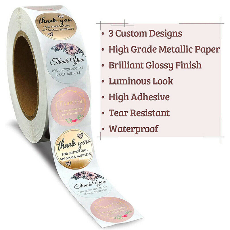500pcs/roll Thank You Stickers Sealing Labels Adhesive Round Paper Baking.l8