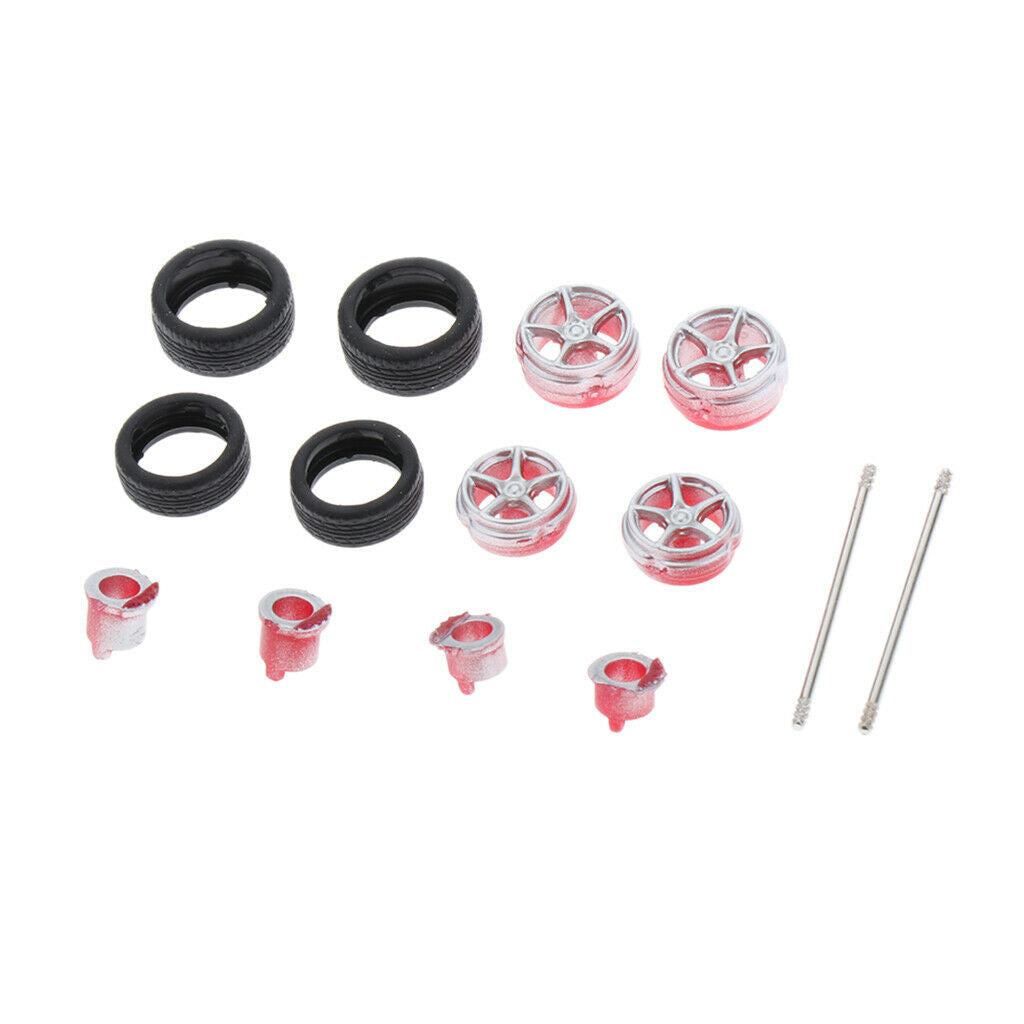 4pc 1:64 Wheels Rims Hub w/ Brake for Hotwheels Car Models Accessory Toys