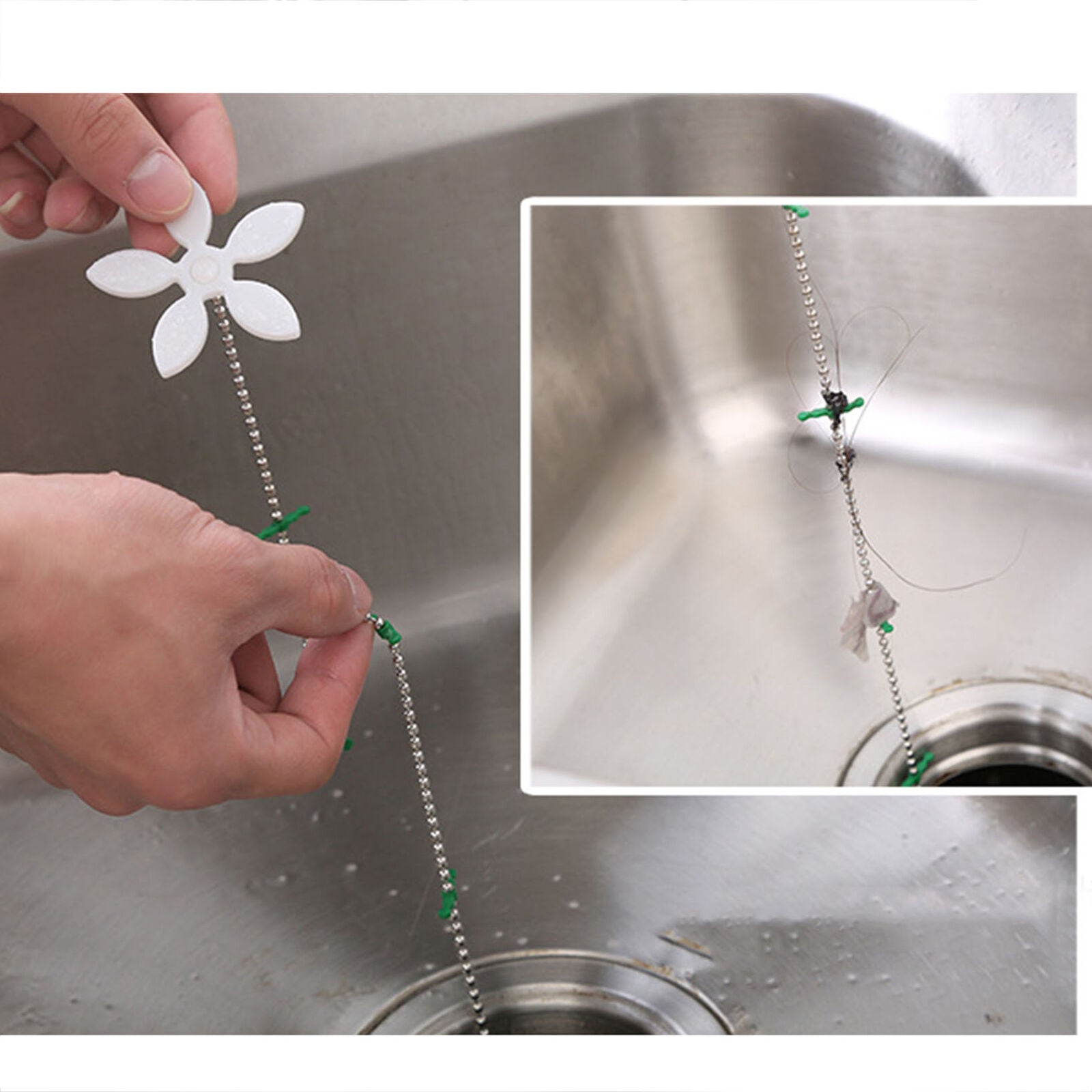 20PCS Bathtub Drain Chain Hair Clog Remover Shower Blockage Wig Cleaner Catcher
