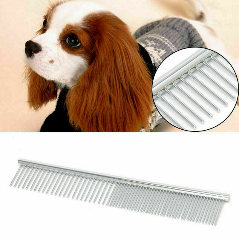 Pet Comb Dog Cat Metal Double Row Teeth Brush Grooming Hair Comb Fur Rake Tool