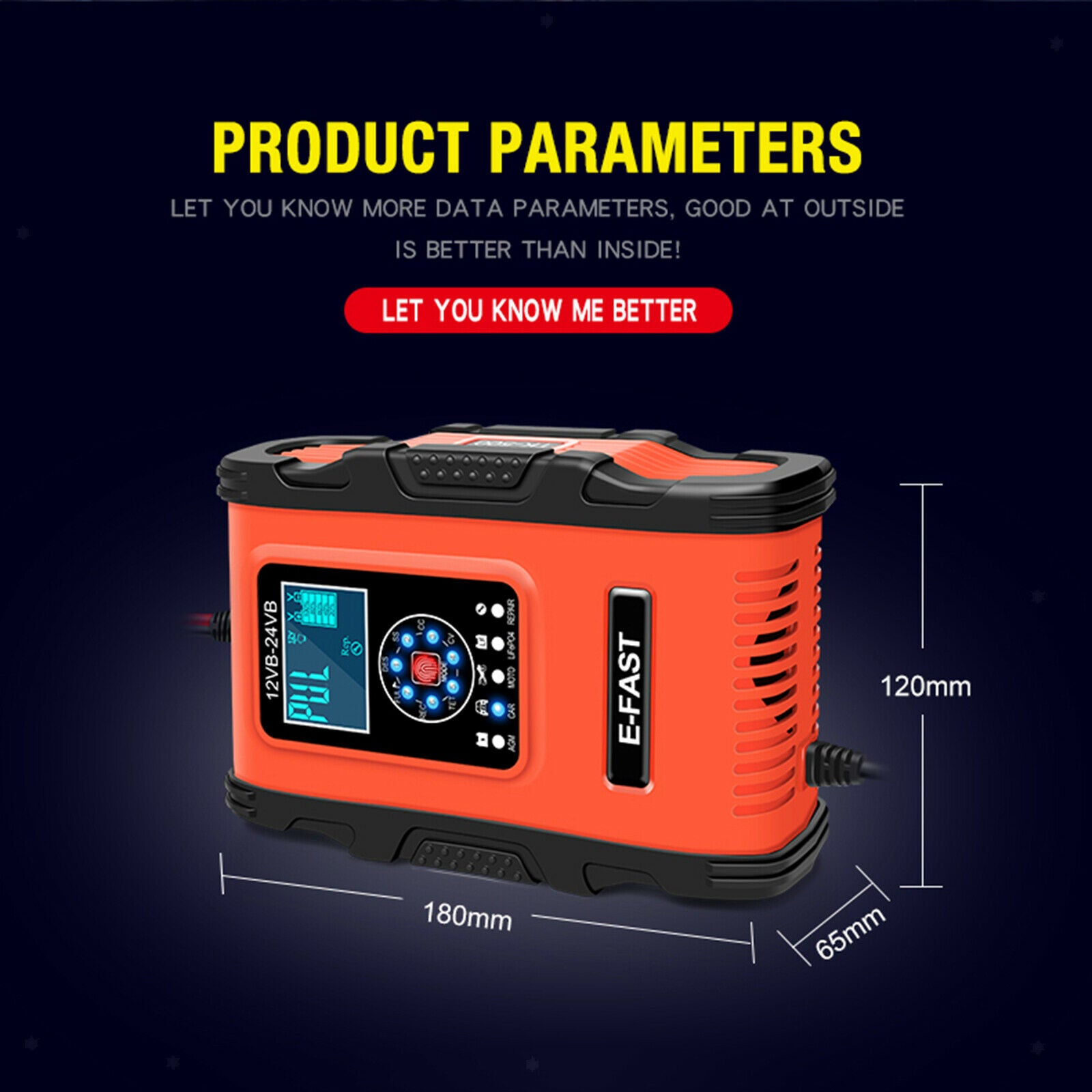 Car Battery Charger 24V 6A Fast Emergency Automatic Charge Charging