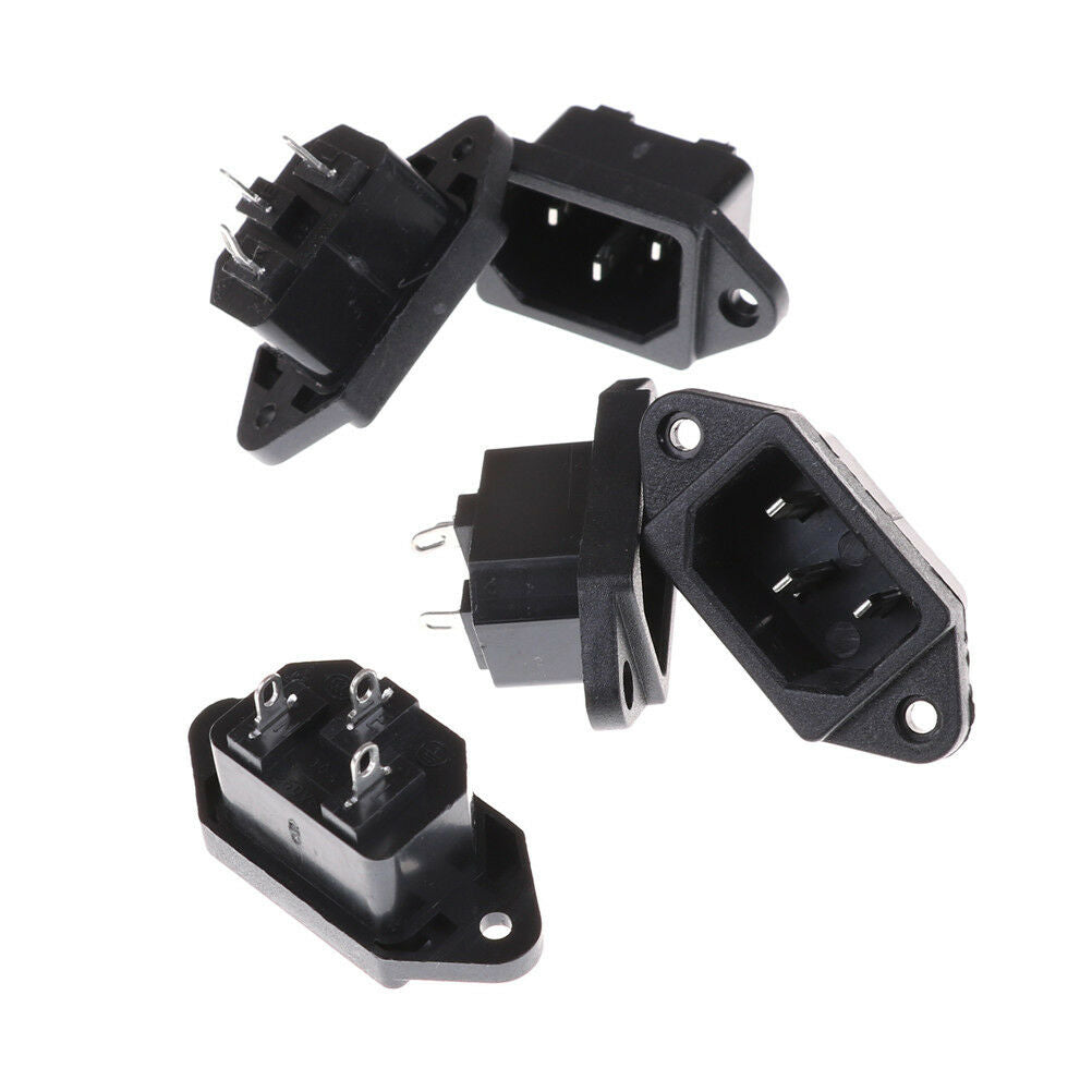 5X 3P IEC 320 C14 Male Plug Panel Power Inlet Sockets Connectors AC 250V 10A M!
