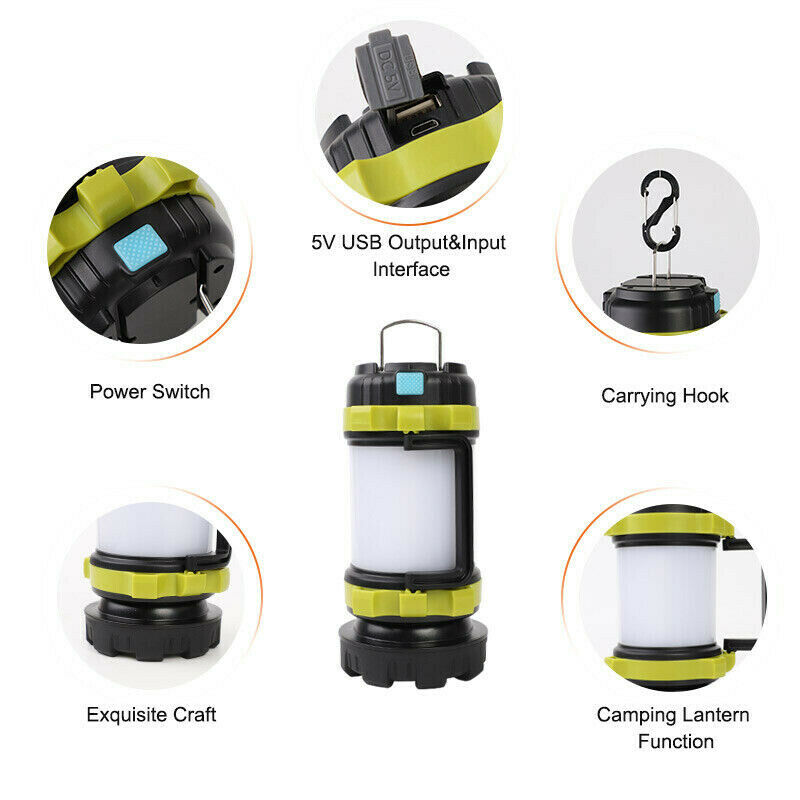 LED USB Rechargeable Emergency Lantern Camping Hiking Tent Ceiling Light Lamp