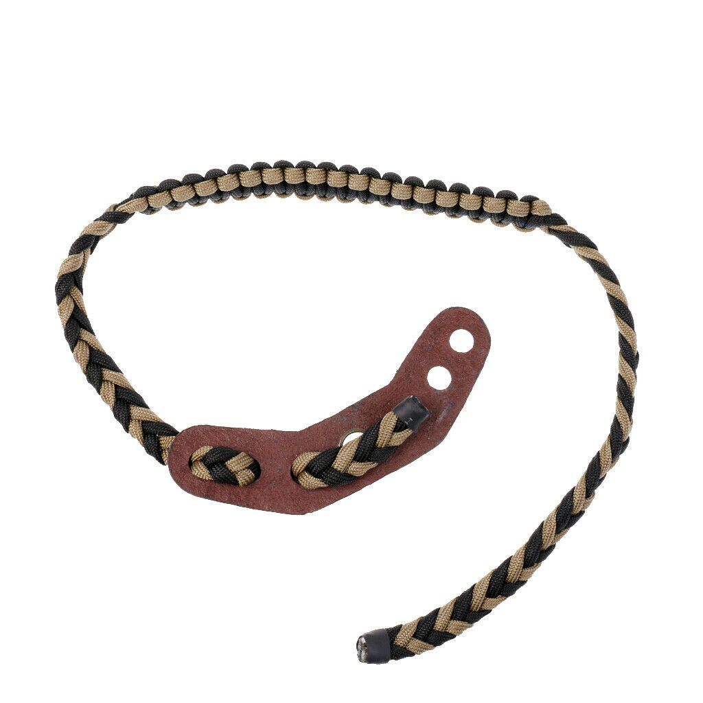 Archery Bow Wrist Sling Braided Paracord Strap w/ Leather for Compound Bow