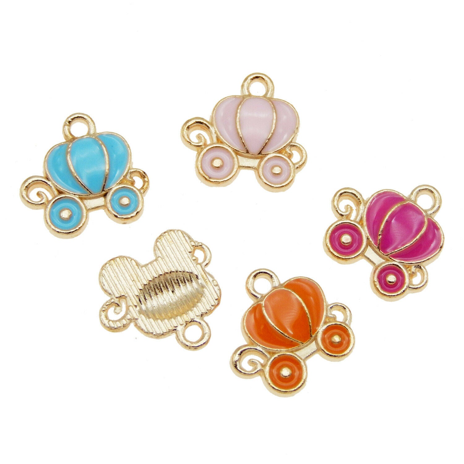 20-pack Assorted Enamel Metal Pumpkin Car Charm Pendant Earring Dangle 13x12mm