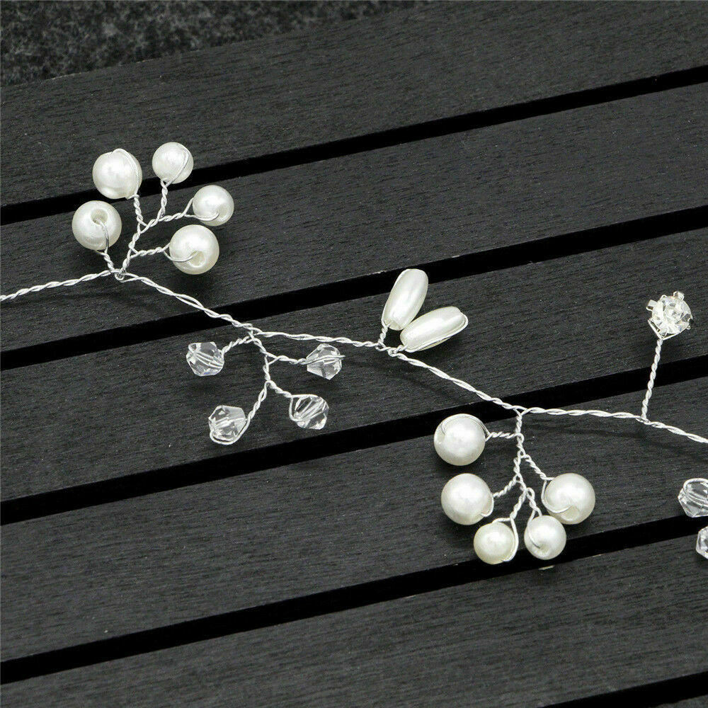 Pearls Wedding Hair Vine Crystal Bridal Accessories Diamante Headpiece AU