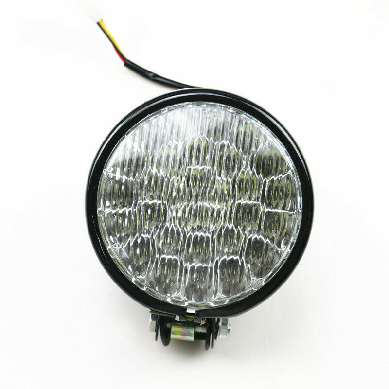 5" Black LED Motorcycle Steel Headlight Cruiser Chopper Cafe Racer Old School VT