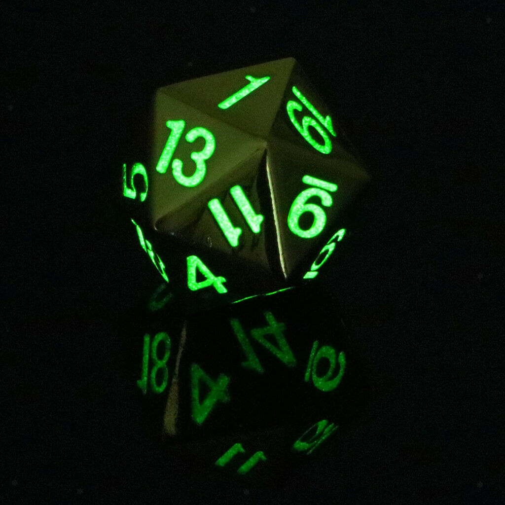 1pc Dice D20 Twenty Sided 22mm 0.87inch Glow in the Dark Numbers Number 1-20