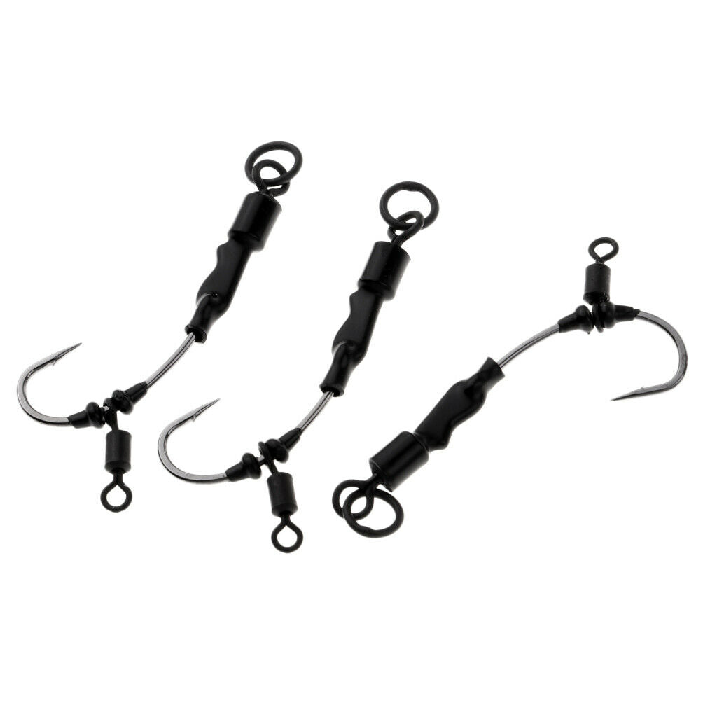 3pcs Carp Fishing Chod Rigs Ready Tied Rigs Stiff Rigger Barbed Hook HK-D002