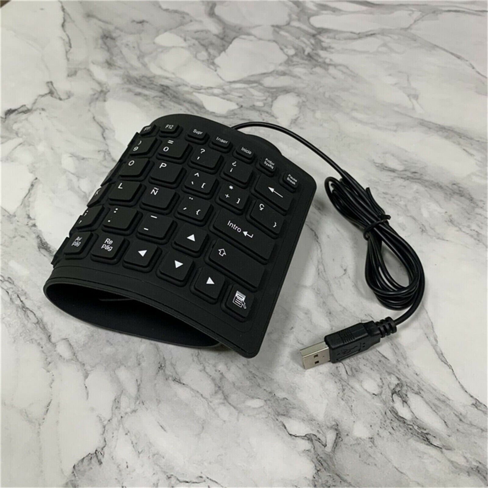 Foldable 84 Key Spanish Silicone Keyboard Waterproof for Desktop Computer