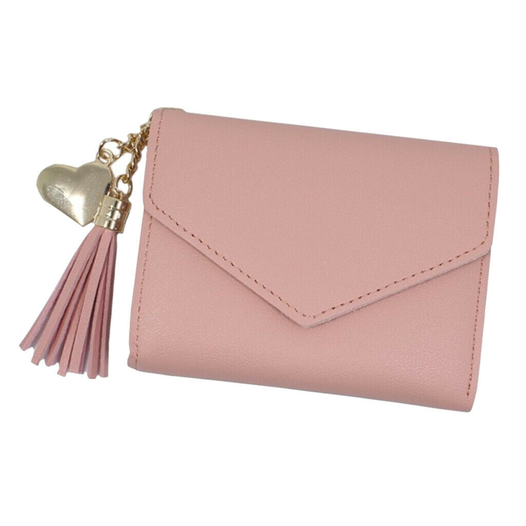 Womens Fashion Trifold Wallet Leather Coins Multi Card Wallet Light Pink