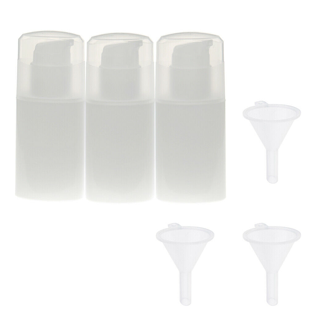6Pieces Empty Refillable Airless Lotion Pump Cosmetic Bottle with 6 Funnels