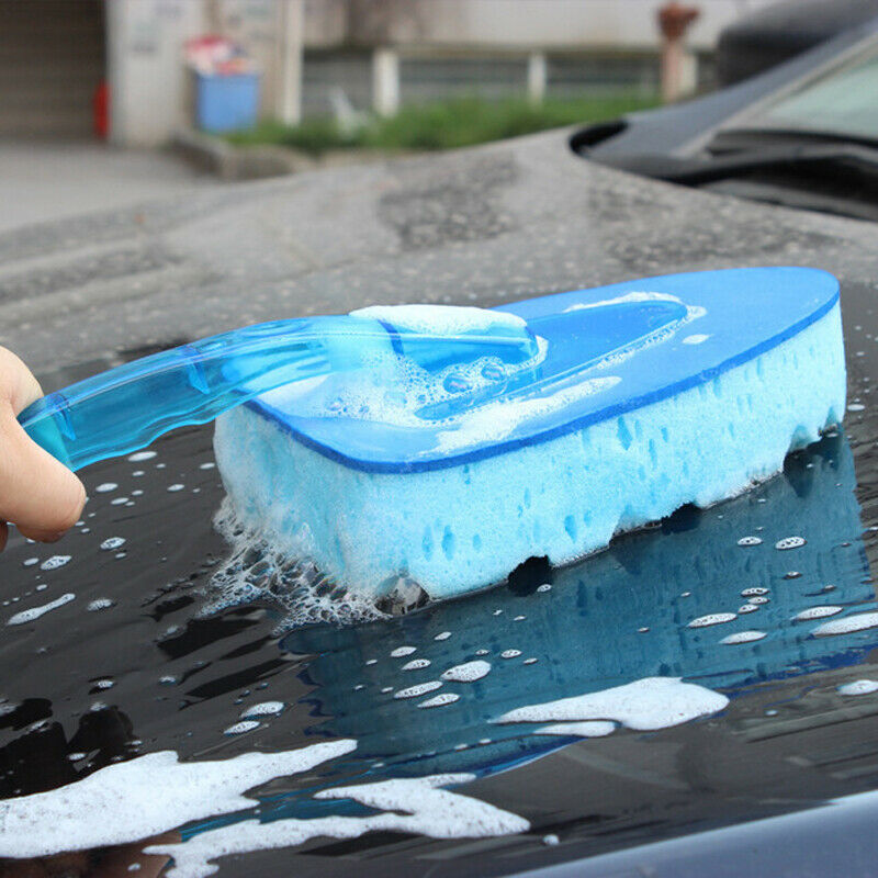 1PC Car Wash Cleaning Triangle Sponge Brush Blue Wave Hand Tool Water Absorption