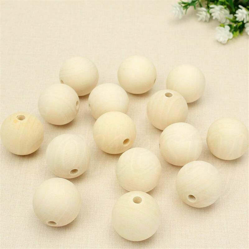 15Pcs 40mm Wooden Round Big Large Wood Ball Beads Unpainted Unfinished Natural