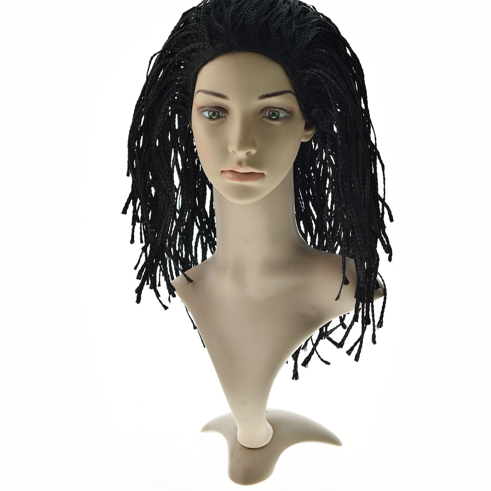 Black Braided Wig Women Box Braids Curly Braided Twisted Synthetic Full Wigs