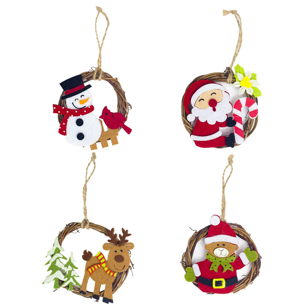 4x Assorted Christmas Wreath Rattan Christmas Tree  Decoration