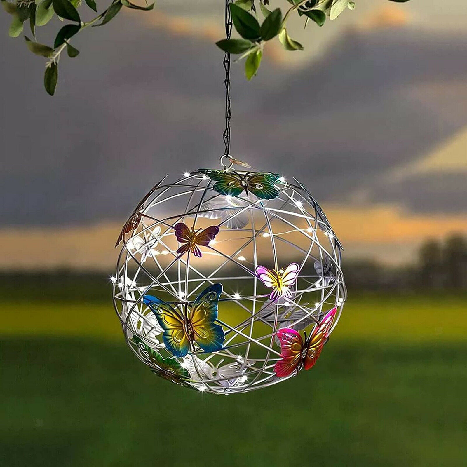 LED Hanging Solar Lights with Hook Lantern Patio Party Hang Lamp Hang Decor