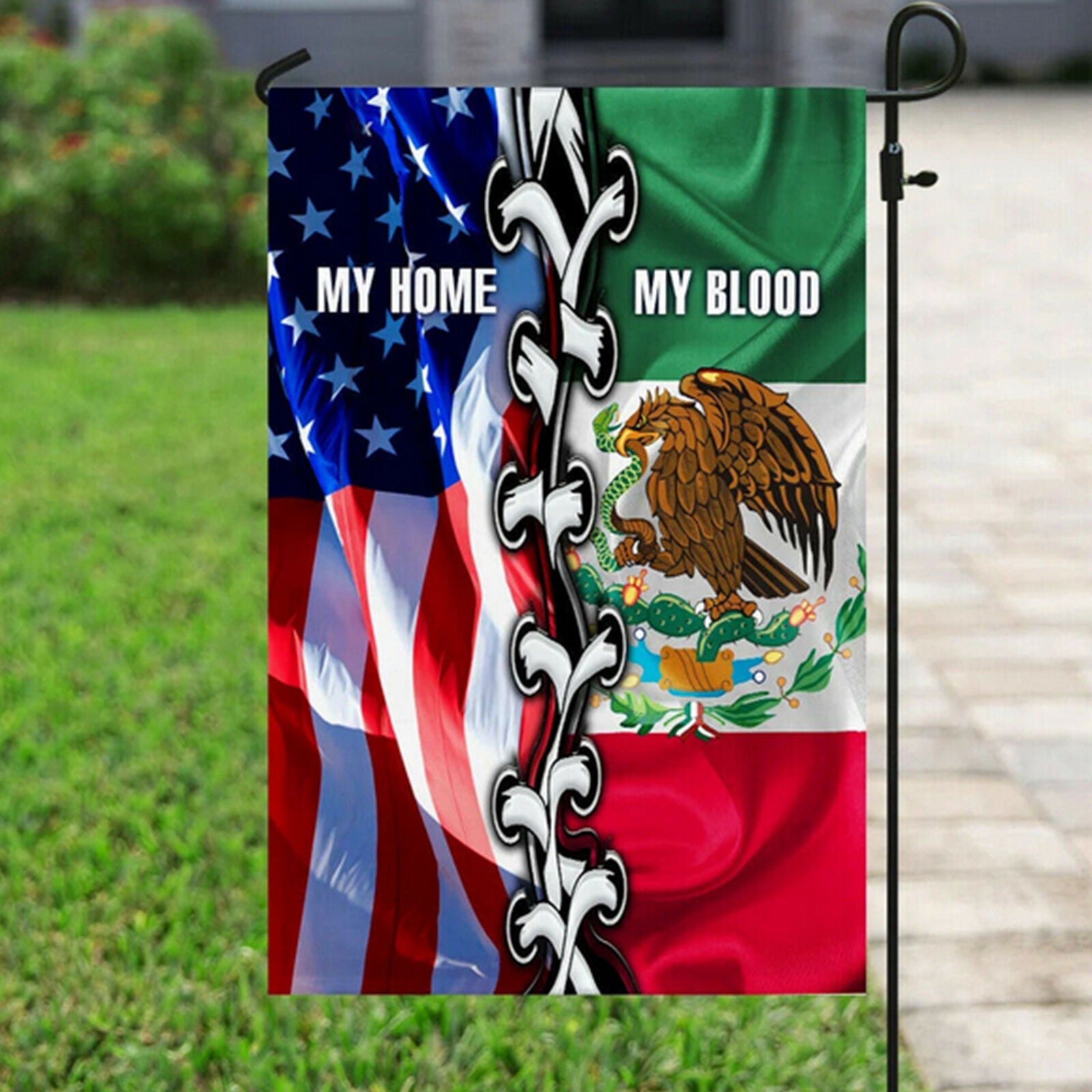 Mexican American My Home My Blood Flag Garden and House Flag