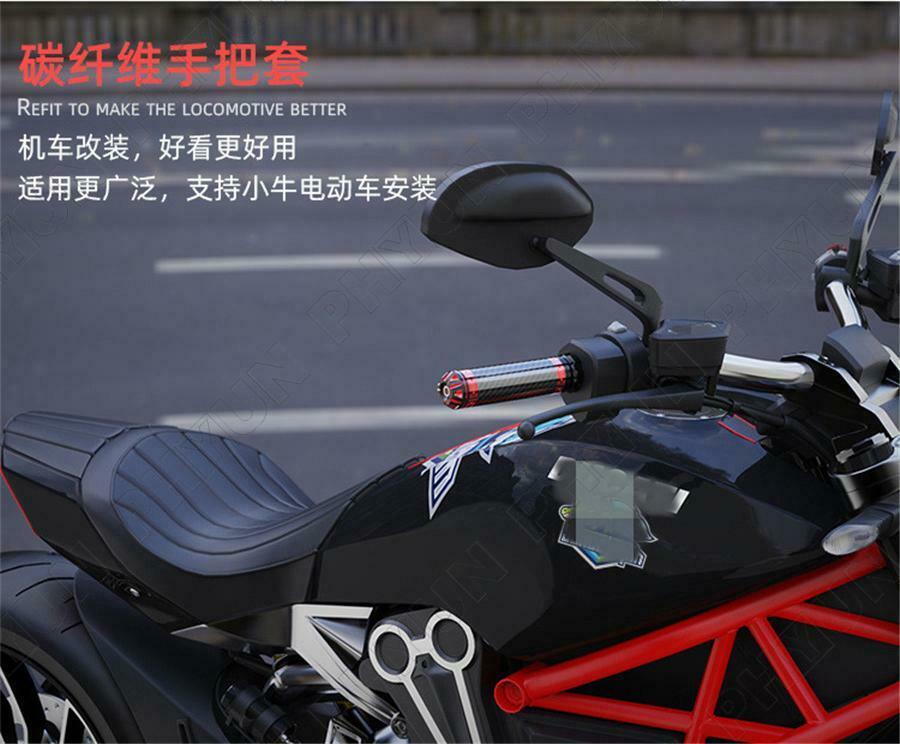 2x Carbon Fiber Style Motorcycle Handle Handlebar Hand Bar Grip 7/8" Universal