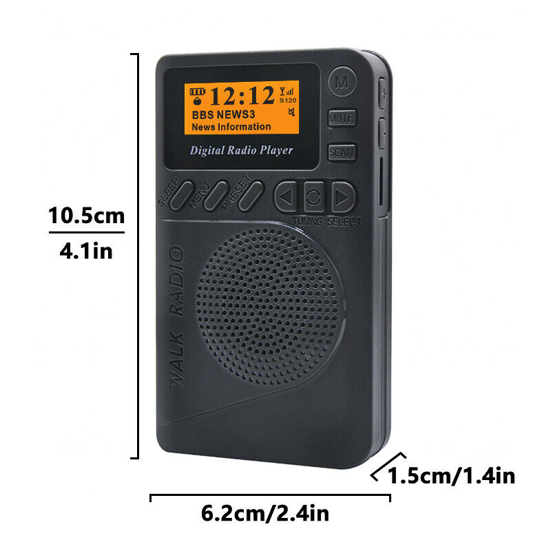 Portable Black Pocket Digital DAB/ DAB+ FM Radio Speaker MP3 Play Rechargable