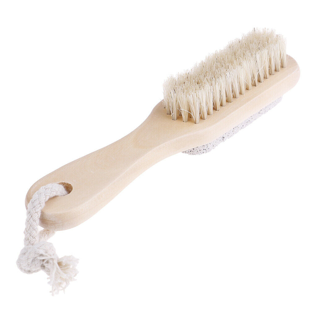 1PCS Foot Care Bristle Scrub Brush Wooden Handle Pumice Stone Remove Dead Ski Tt