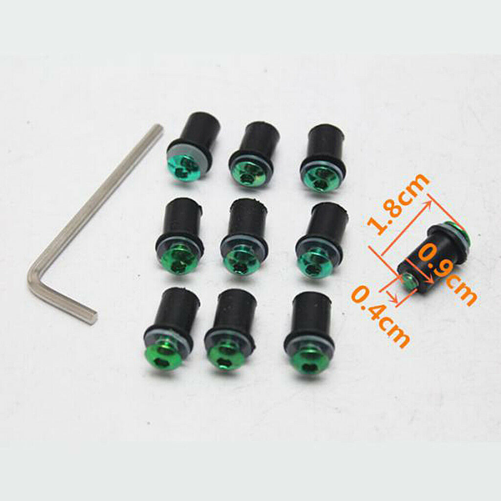 4mm + 5mm Fairing Windscreen Screw Bolt Windshield Mounting Nuts Kit Green