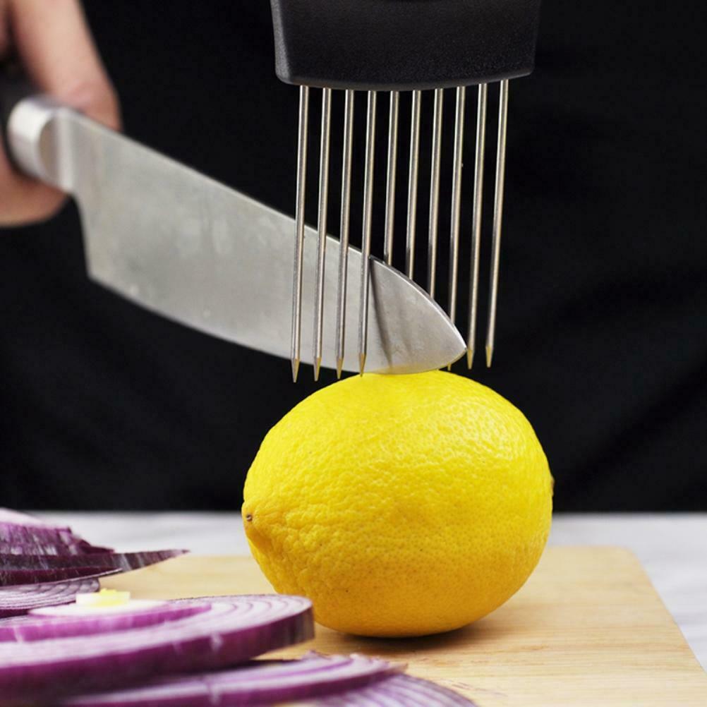 Stainless Onion Holder Onion Cutting Tool Vegetables Slicer Cutting Aid Holder
