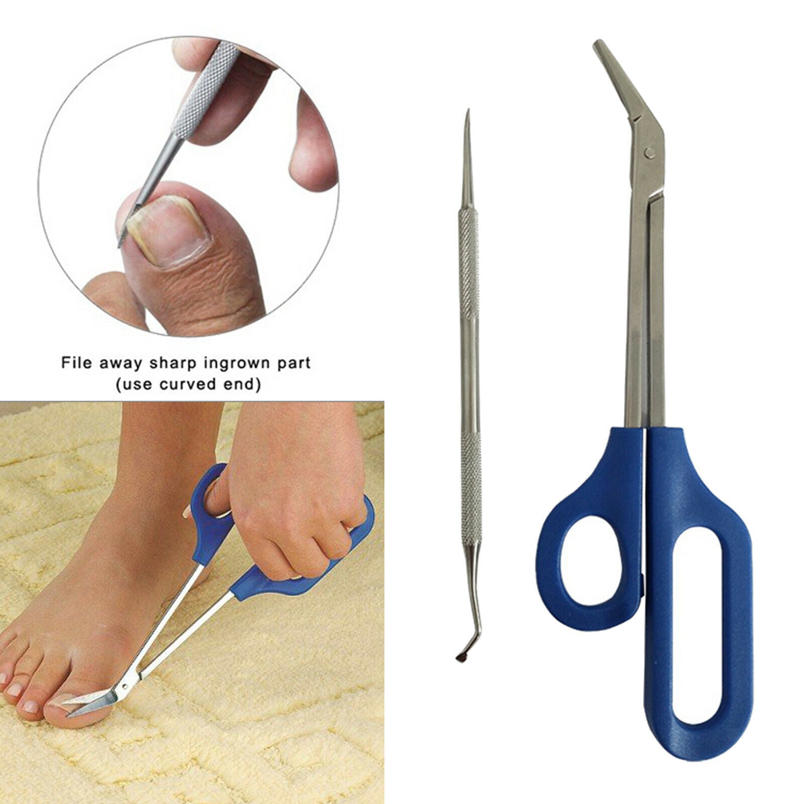 Stainless Steel Long Reach Toenail Scissors  Humanized Design Easy Use Clippers
