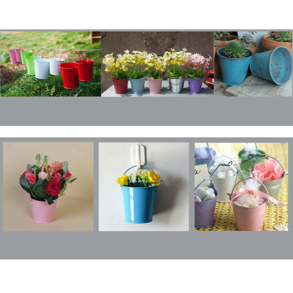 Mini Metal Bucket Candy Box Pails Flower Planter Wedding Party Favor White M