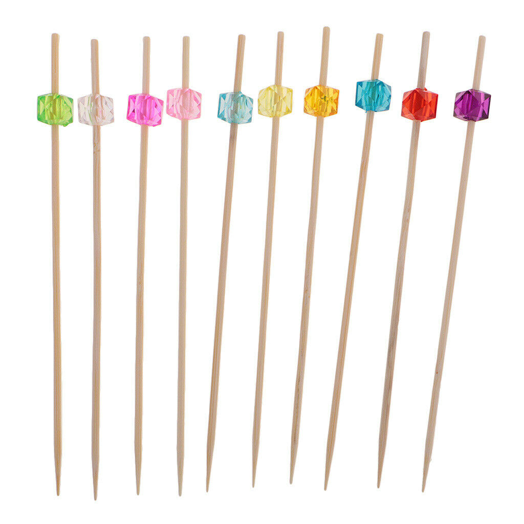 Pieces of 200 Rustic Beads Cocktail Sticks Sandwich Fruit Snacks Toothpick Picks