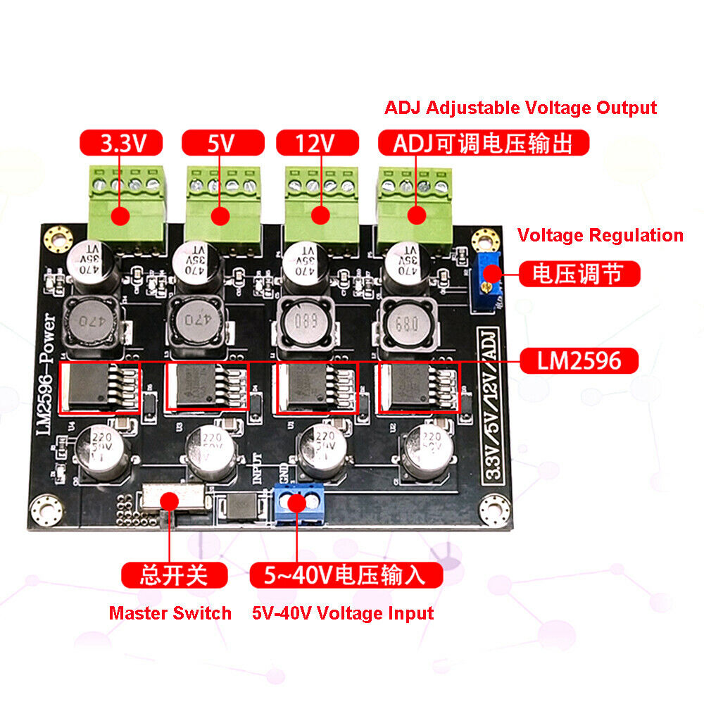 LM2596 Switching Power Supply 3.3V/5V/12V/ADJ Adjustable Output Step Down Module