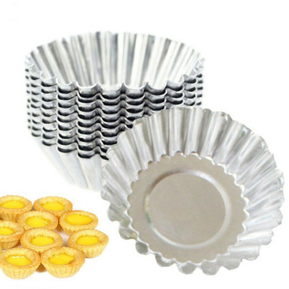 10Pcs Egg Tart Aluminum Cupcake Cake Cookie Lined Mold Mould Tin Baking Tools