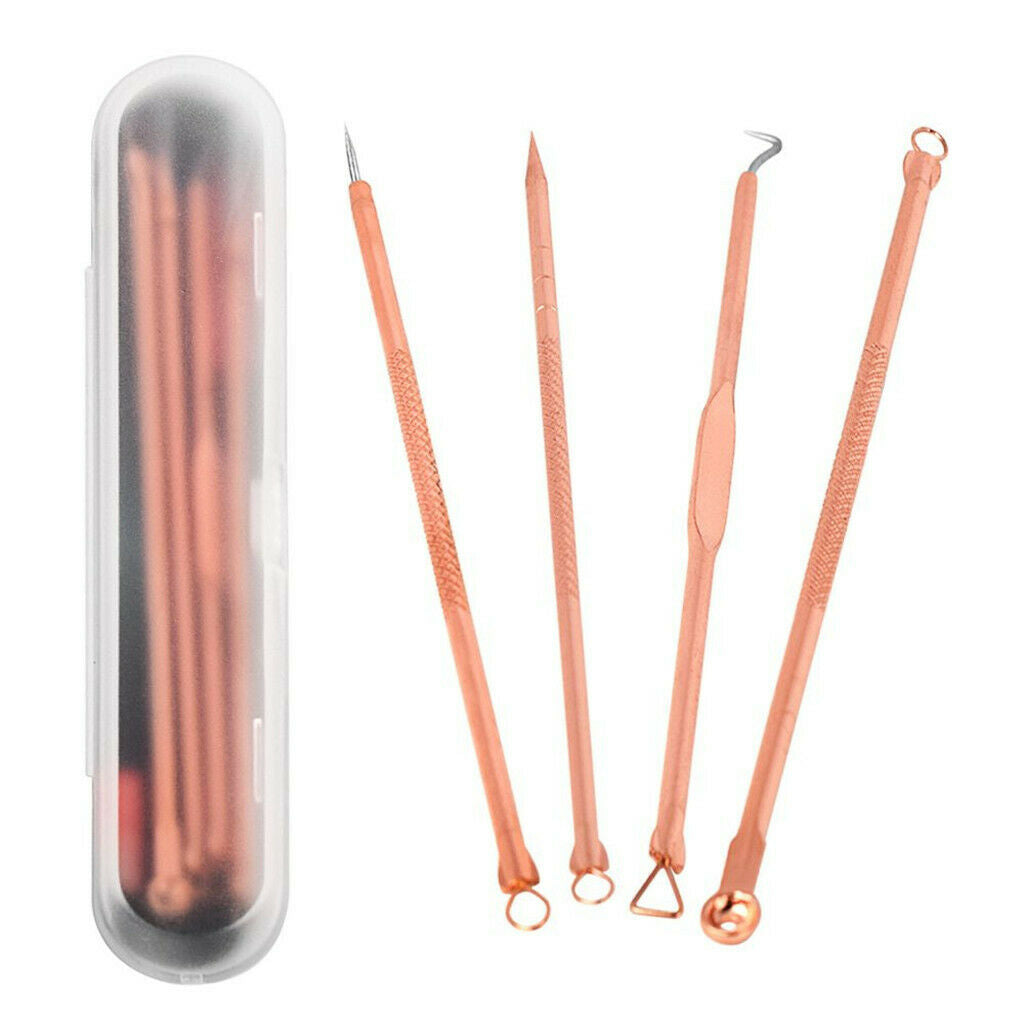 4 Piece Stainless Blackhead Acne Blemish Pimple Extractor Remover Needle Kit